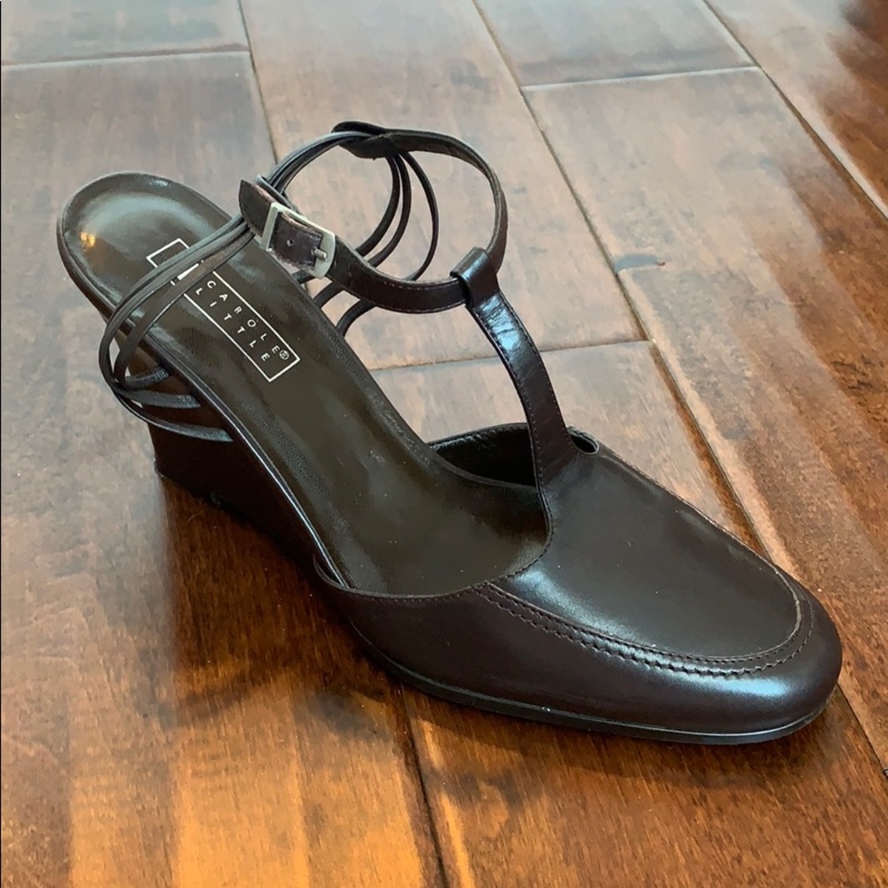 Vintage CAROLE LITTLE Brown Leather Wedges